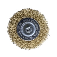 Щетка для дрели плоская  75 мм, 3 ", латунированная, волнистая проволока,"MAXIMUM" MX 17849 оптом